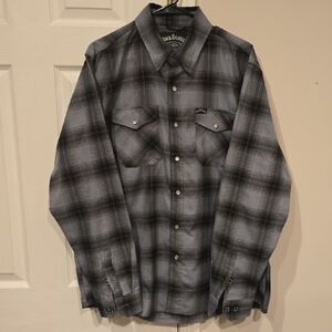 DIXXON Black and Gray Plaid Flannel Shirt